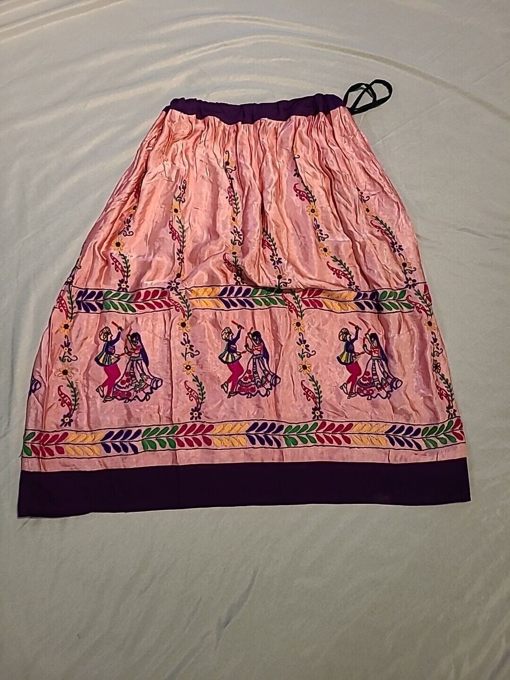 Vintage Traditional Banjara Mirror Indian Skirt Hand-Embroidered Drawstring S-XL